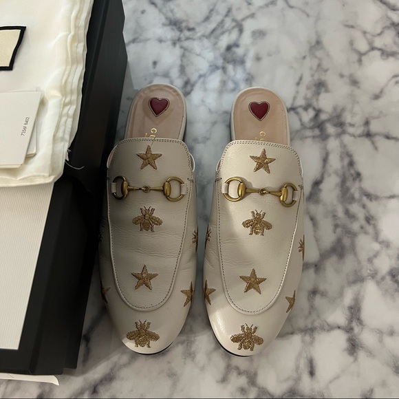 Gucci Princetown Leather Slide Quentin Mystic White Embroidered - Picture 6 of 16